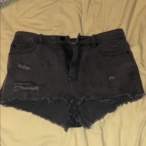 BDG super high rise black jean shorts